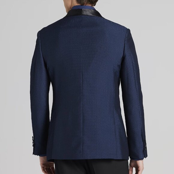 Egara Slim Fit Navy Diamond Jacquard Dinner Tuxedo Jacket 42R - Picture 3 of 5
